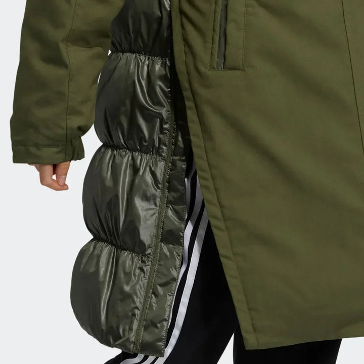 Adidas originals Layered Parka Mid Length Hooded Down Jacket Winter Women's Green