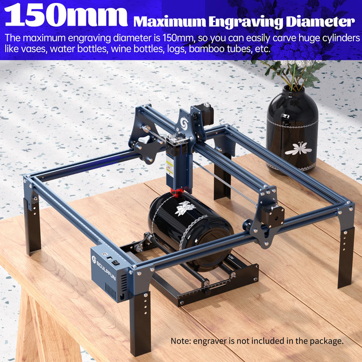 SCULPFUN Laser Rotary Roller Laser Engraver Y-axis Roller 360° Rotating for 6-150mm Engraving Diameter for Cylindrical Objects