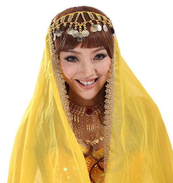 Women's Belly Dancing Accessories Coin Head chain Decoration Belly Dance India Headwear Scarf Headpiece Costumes