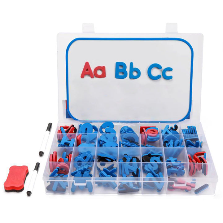 Magnetic Letters Kit Alphabet Magnets Toy 238 Pcs ABC Foam Large Double-Side Magnet Board Pen Board Eraser & Storage Box