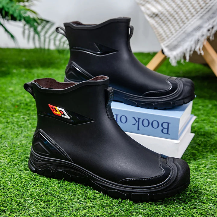 rain boots， for men,2024， new ，waterproof shoes, outdoor water boots, kitchen non-slip work rubber shoes, cotton warm rain boots