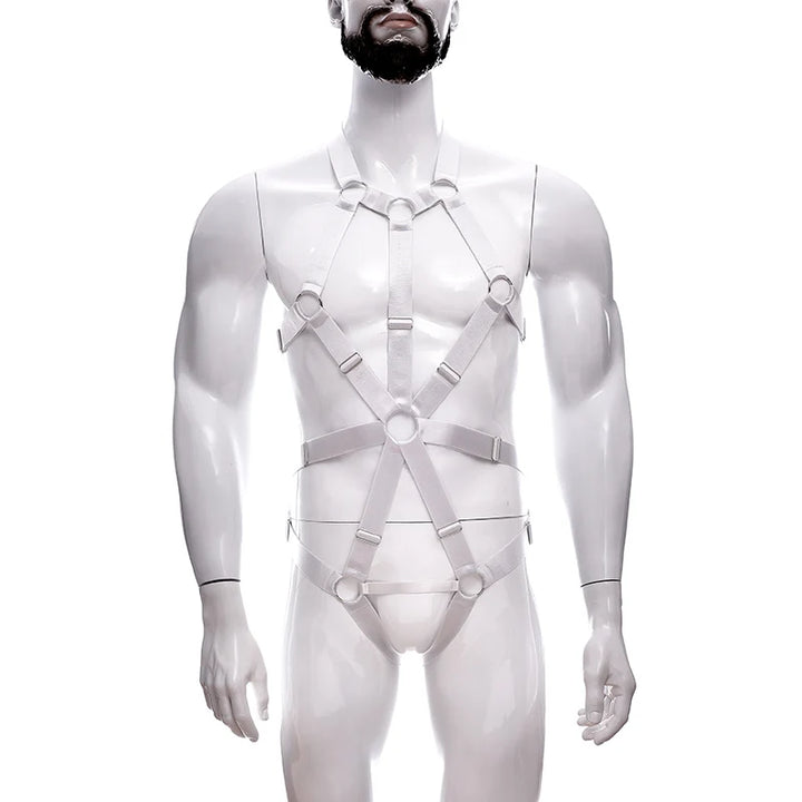 Male Full Body Harness Cage Adjust Set Mens Gay Hollow Elastic Bondage Harness Sexy Lingerie Fetish Nightclub Costume