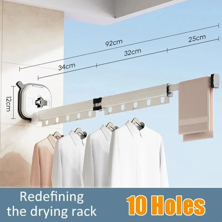 Folding Clothes Hanger Indoor Retractable Cloth Drying Rack Space Saving Home Laundry Clothesline Wall Mount Amp Clothing Rack