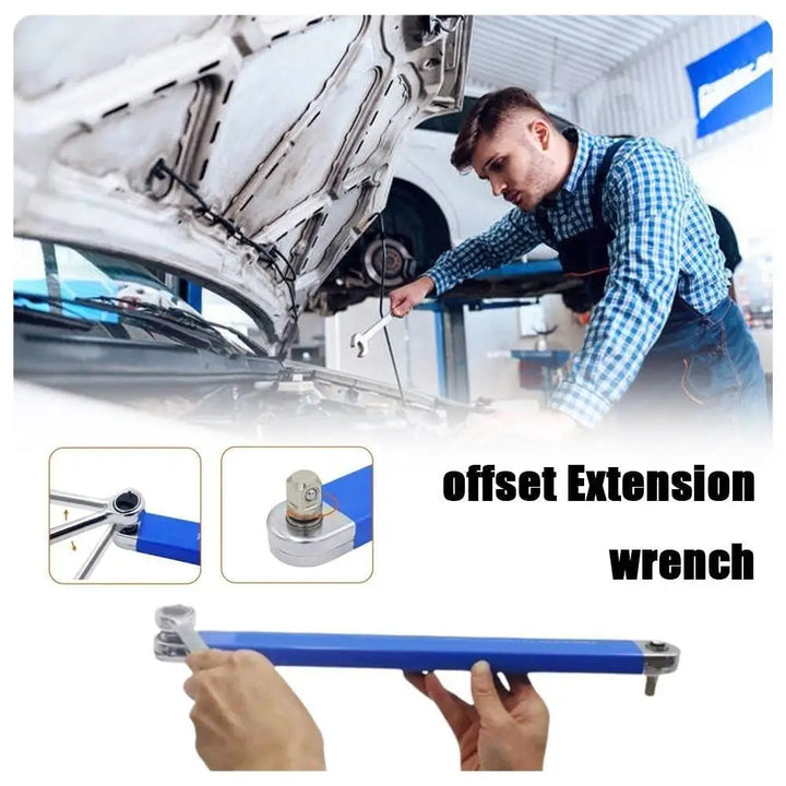 Impact Ready Offset Extension Wrench,Tight Reach Extension Wrench Set with 1/2" 1/4" and 3/8" Square Drive Adapters