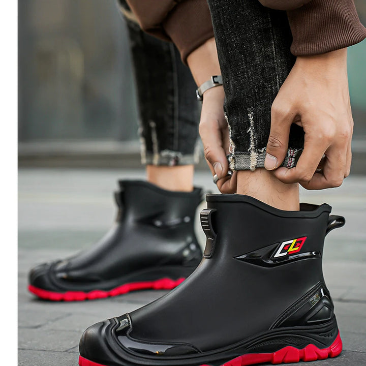 Men's Waterproof Rain Bootssingle Shoes Wear-resistant Mid-tube Rain Boots=Buataisí Báistí Na Bhfear=botas De Lluvia Para Hombre