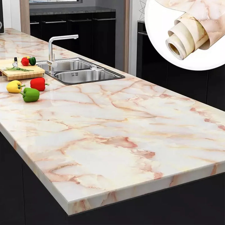 Kitchen Wall Stickers Vinyl Marble Self Adhesive Wallpaper DIY Heatproof Waterproof Contact Continuous Wallcovering Wall Decor