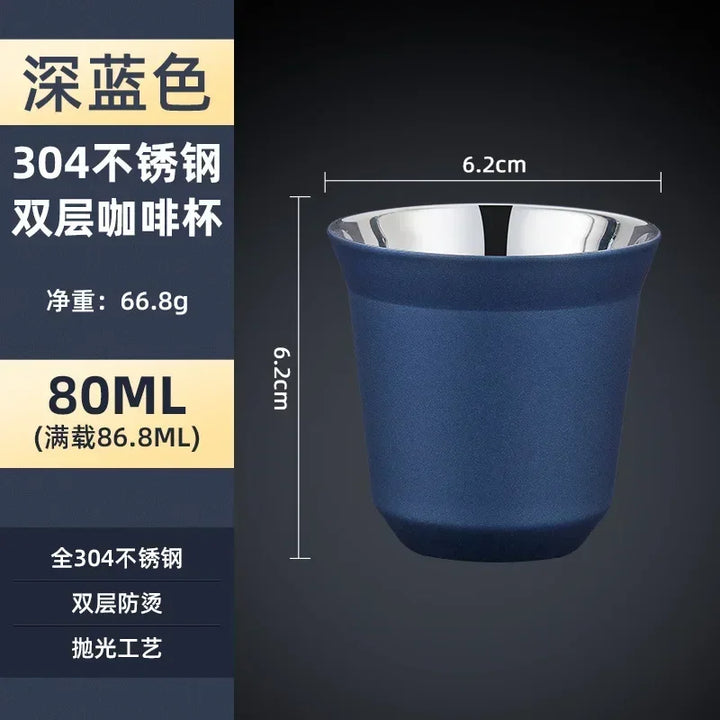 304 Stainless Steel Double-layer Coffee Cups, Insulated Tea and Water Cups, Beer Cups, Capsule Coffee Cups