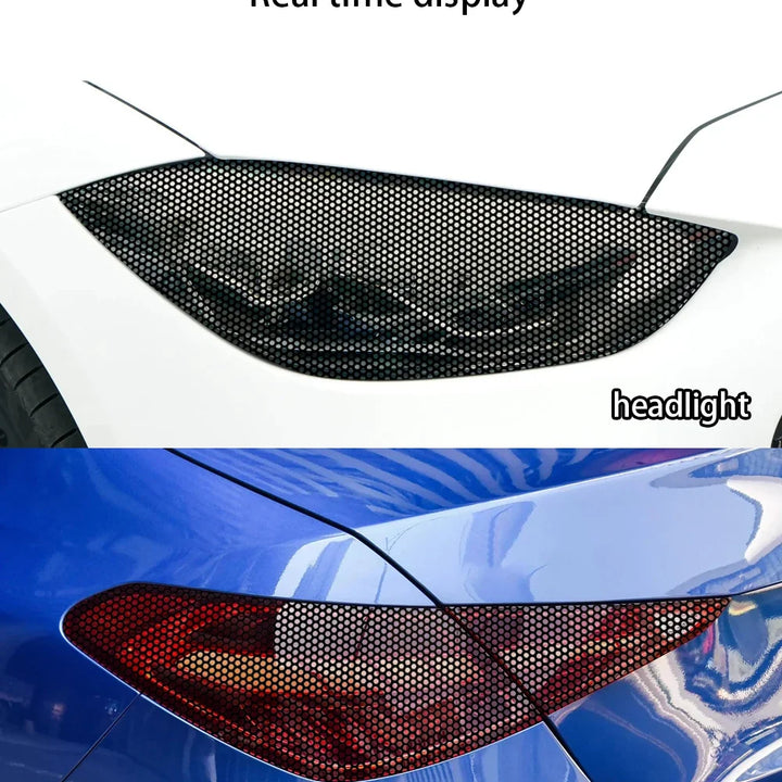 Car Tint Perforated Taillight Lamp Sticker Front Rear Tail Light Lamp Sticker Automobile Headlight Tint Waterproof Film Stickers