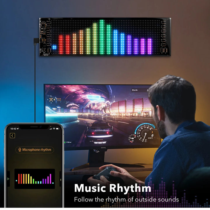 Bluetooth Smart USB LED Strip Pixels Matrix Display Sign RGB Car Advertising Light Programmable Scrolling Text Animation Pattern