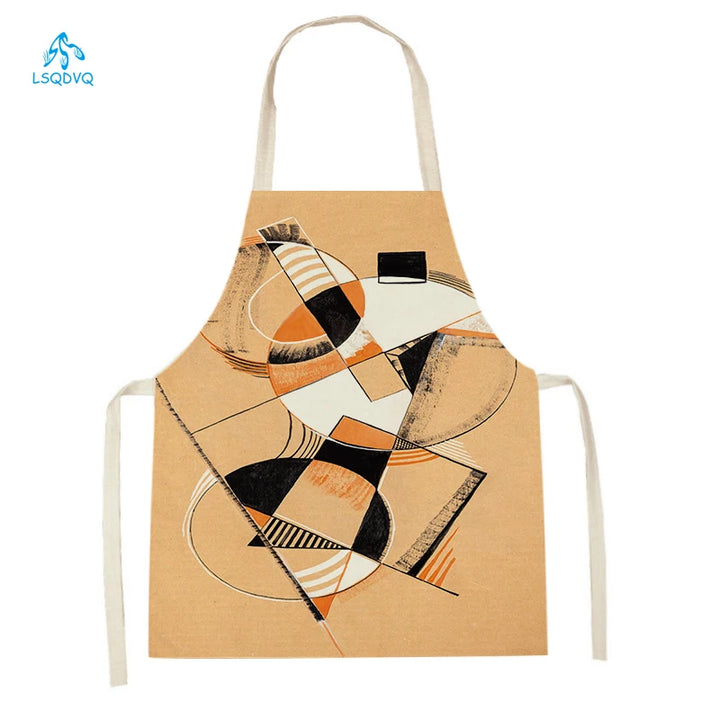 Creative Abstract Geometry Animal Printed Kitchen Aprons Baking Cooking Accessories Dog Koala Bear Pattern Apron Cleaning Tools