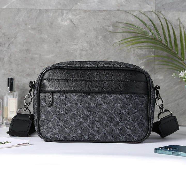 Men Shoulder Bag Leather Casual Business Messenger Bag Men Fashion Shoulder Crossbody Bag Small Square Plaid Designer Sling Bags