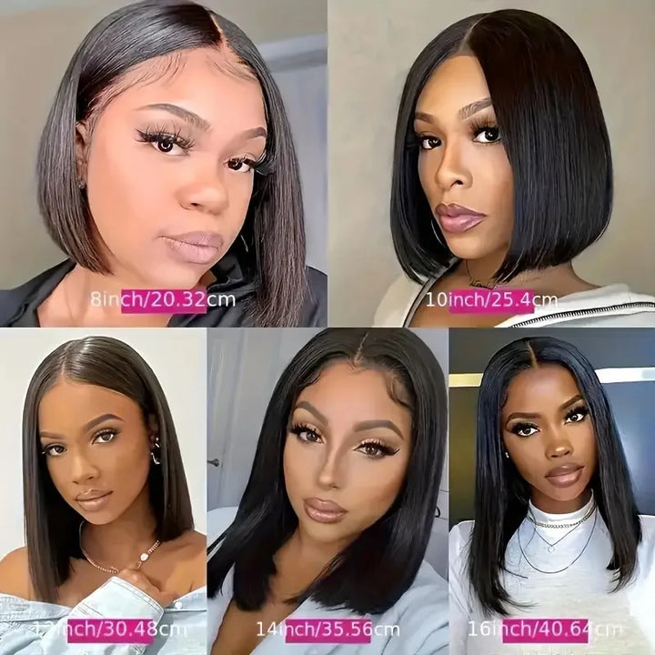 Bob Wig For Women Human Hair Wigs 180% Density Black Short Straight Bob Wig 4x4 Lace Wig 100% Remy Human Hair