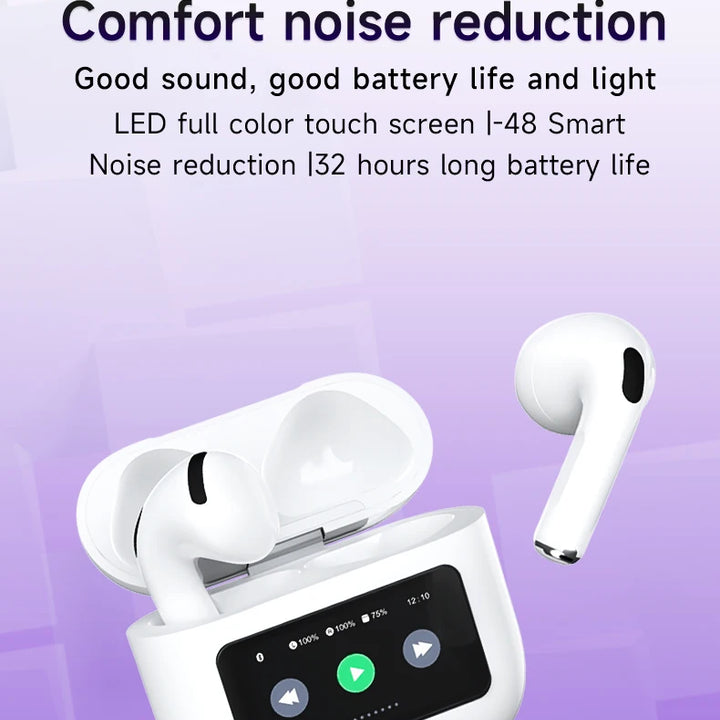 New TWS AI Intelligence Noise Reduction Wireless Headphones LED Touch Screen Earphone Bluetooth 5.4 Headset for Iphone Android