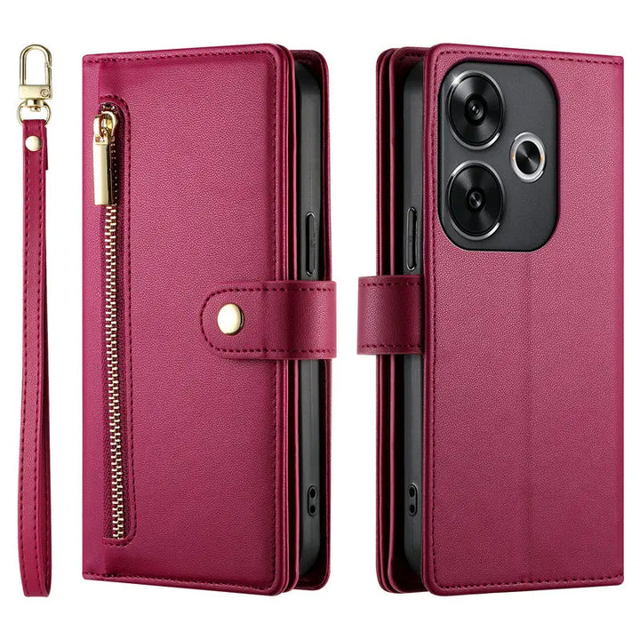 Zipper Leather Flip Case for Xiaomi Poco X6 Pro 5G Luxury Cover Mi Phone Poco F6 M6 Pro X 6 F 4G Magnet Book Funda Crossbody Bag