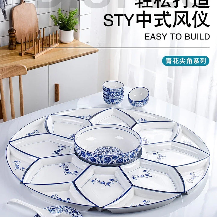 Set plate, net red set, set plate, tableware combination, ceramic dishes, dishes, round tables, dishes, creative household