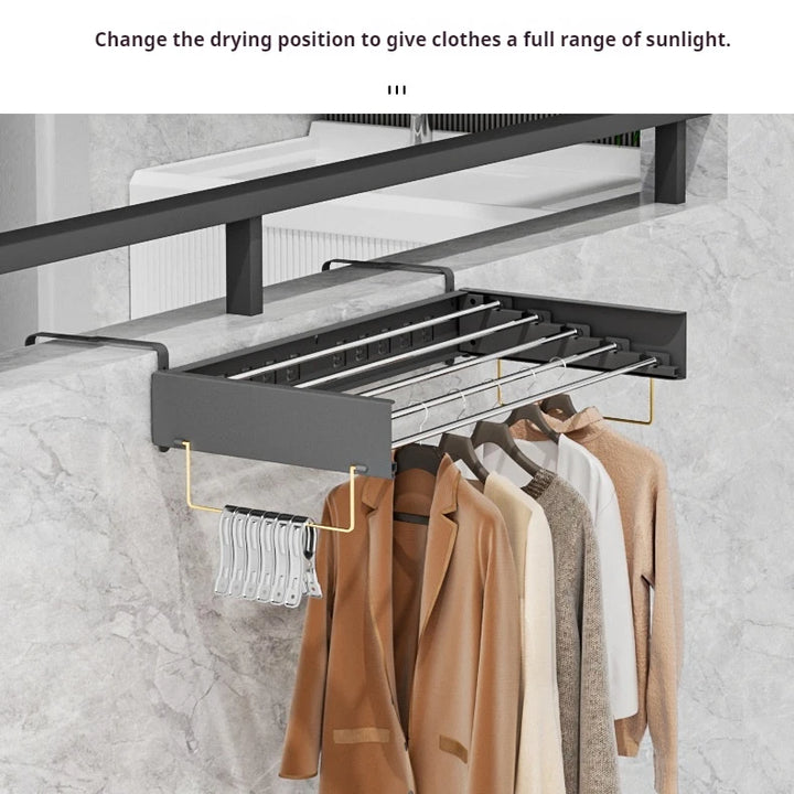 Indoor Folding Clothes Hanger Wall Hanging Invisible Drying Rack  Balcony Clothesline Pole Hanger Towel Rack