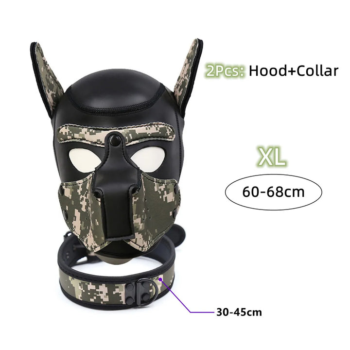 Puppy Cosplay Costumes of XL Code Brand New Increase Large Size Padded Rubber Full Head Hood Mask with Collar for Dog Roleplay