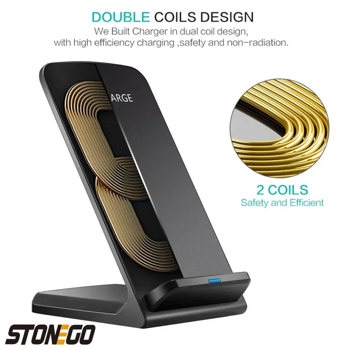 10W Wireless Charger Stand Pad For iPhone 13 12 11 Pro X XS Max XR 8 Samsung S21 S20 Qi Fast Charging Dock Station Phone Holder