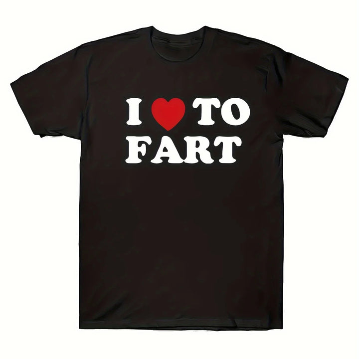 Unique I Love To Fart Graphic Print Crew Neck Short Sleeve  T-Shirt for Men - Comfortable Breathable and Fashionable Casual Wear