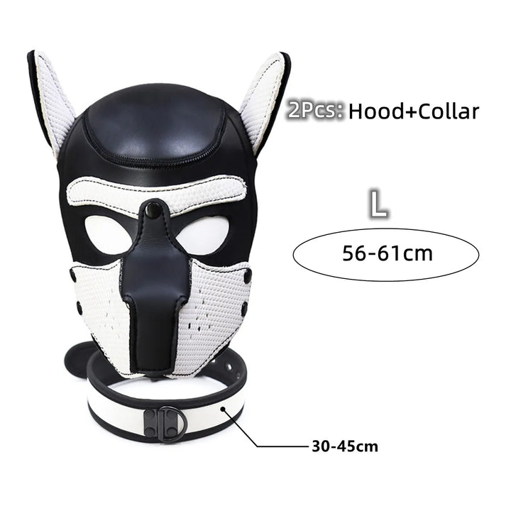 Puppy Cosplay Costumes of XL Code Brand New Increase Large Size Padded Rubber Full Head Hood Mask with Collar for Dog Roleplay