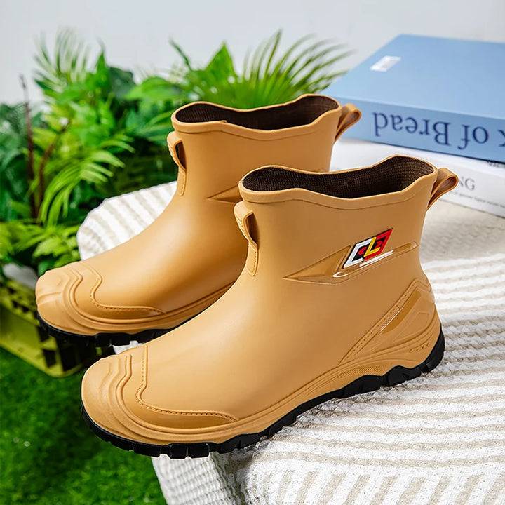 rain boots， for men,2024， new ，waterproof shoes, outdoor water boots, kitchen non-slip work rubber shoes, cotton warm rain boots