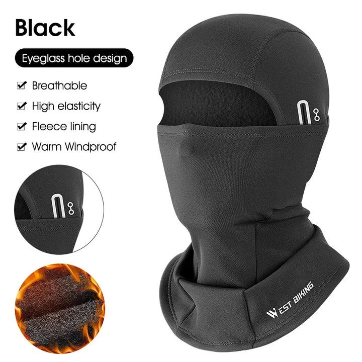 WEST BIKING Balaclava Cycling Cap Winter Warm Running Scarf Bike Full Face Cover Headwear Climbing Skiing Cold-proof Hat