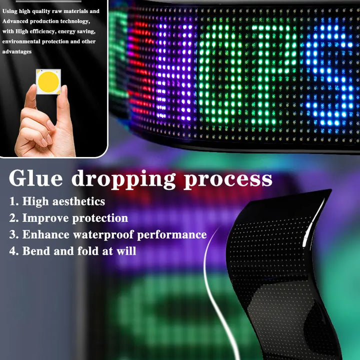 Car LED Matrix Pixel Panel Funny DIY RGB Lighting Graffiti Scrolling Text Board Windshield Advertising Screen APP Control