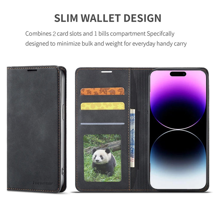 Wallet Luxury Skin Friendly Magnetic Flip With Card Slot Stand Leather Case For iPhone 15 Pro Max 14 Plus 13 12 11 X XS XR 8 7