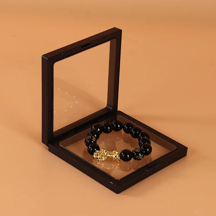 PE Membrane Transparent Jewelry Display Box Case Ring Necklace Bracelet Organized 3D Floating Square Frame Storage Collection