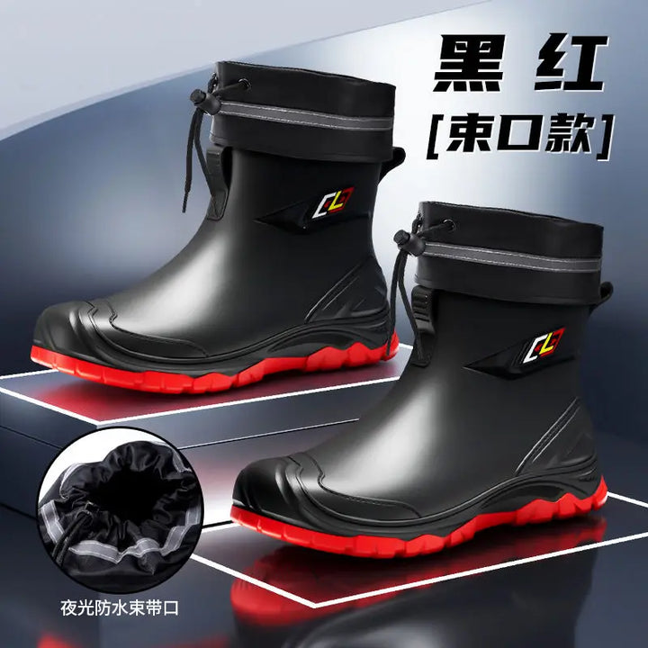 2024 New Men's Water Boots Non-slip Work Rubber Shoes Outdoor Rain Boots Men's New Waterproof Shoes Casual Camping Fishing Shoes