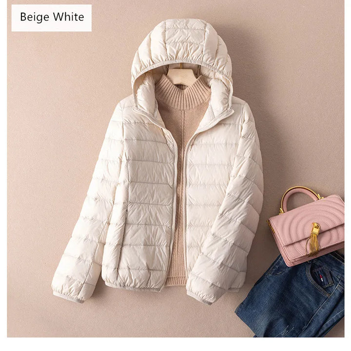 Women Autumn Down Jacket 2022 New Arrivals  90%  White Duck Down Ultra Light Fashion Hooded Keep Warm  Puffer Jacket