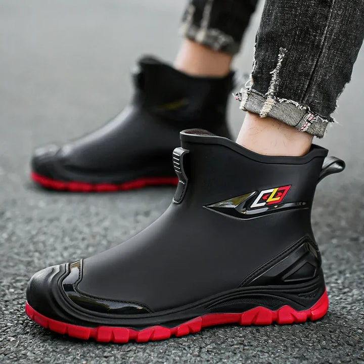 Men's Waterproof Rain Bootssingle Shoes Wear-resistant Mid-tube Rain Boots=Buataisí Báistí Na Bhfear=botas De Lluvia Para Hombre