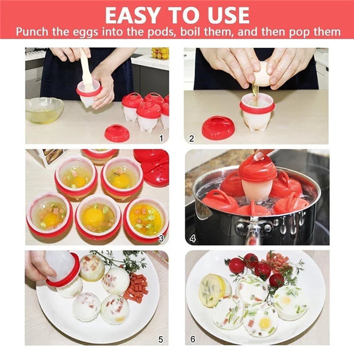 1/3/6pc Egg Poachers Cooker Silicone Non-Stick Egg Boiler Cookers Pack Boiled Eggs Mold Cups Steamer Kitchen Gadgets Tools