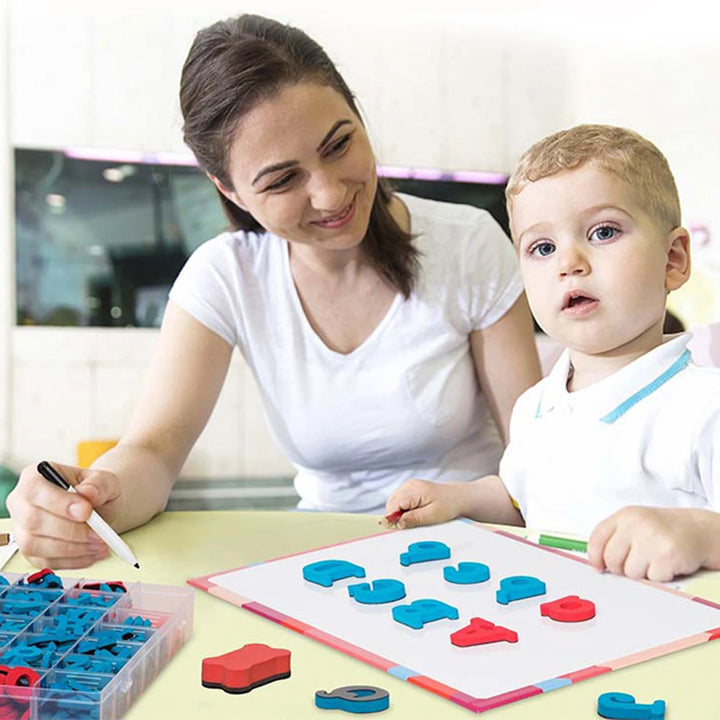 Magnetic Letters Kit Alphabet Magnets Toy 238 Pcs ABC Foam Large Double-Side Magnet Board Pen Board Eraser & Storage Box