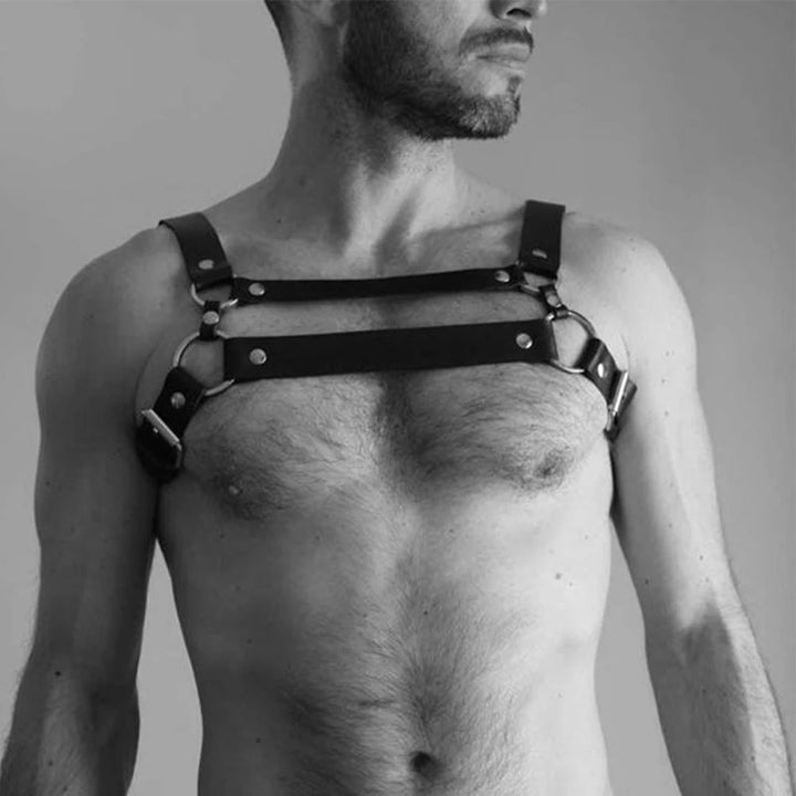 Men PU Leather Sexy Chest Body Harness Corset Straps Lingerie Bondage Clubwear Costume Casual Tight Fitting Erotic Men's Tops