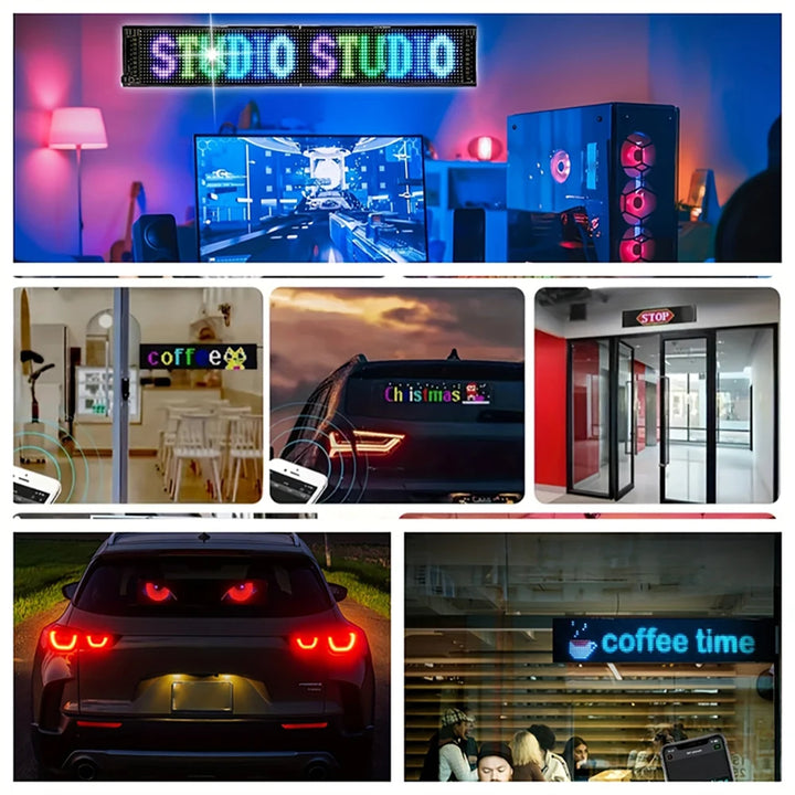 LED Matrix Pixel Panel, Scrolling Bright Advertising LED Signs, Flexible USB 5V LED Car Sign Bluetooth App Control