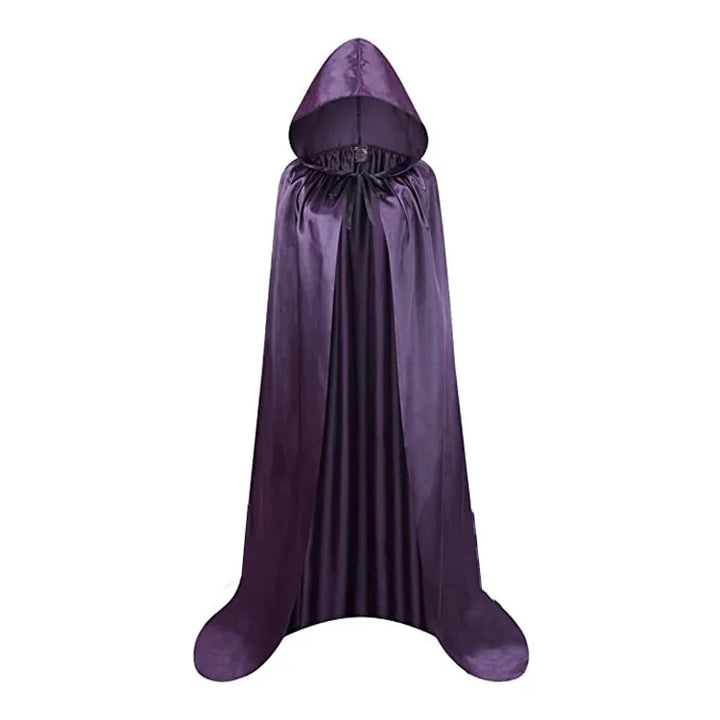 Masquerad Cloak Soft Unisex Hooded Black Robe Witch Long Cape Cosplay Costume Prop Party Performance Supplies Holiday Decoration