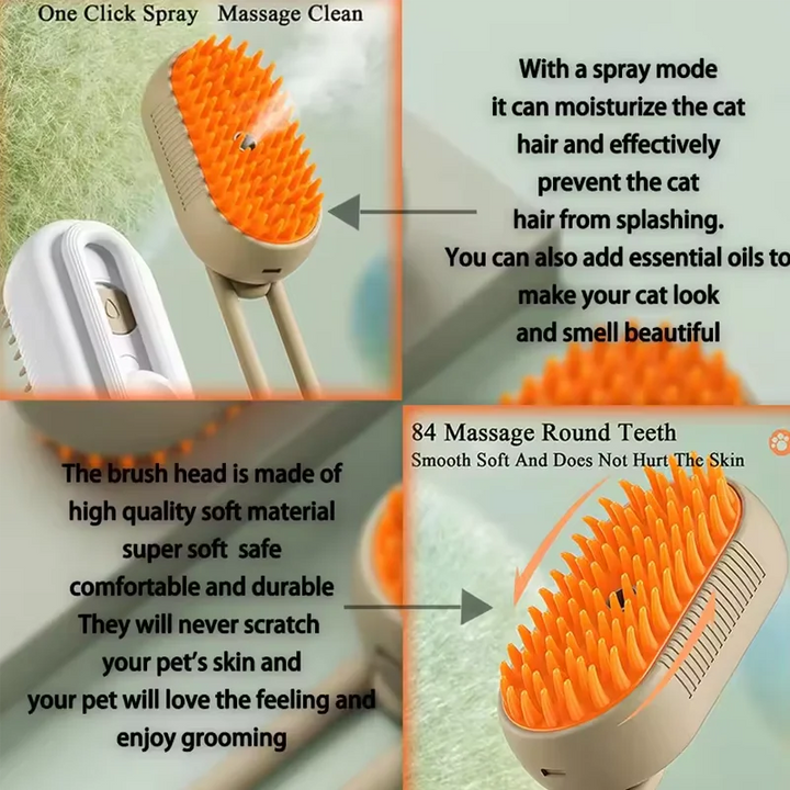 3-in-1 Dog Hair Brush Cat Hair Brush Electric Pet Cleaning Brush Steam Spray Brush Massage Hair Removal Comb anti-Tangle Brush