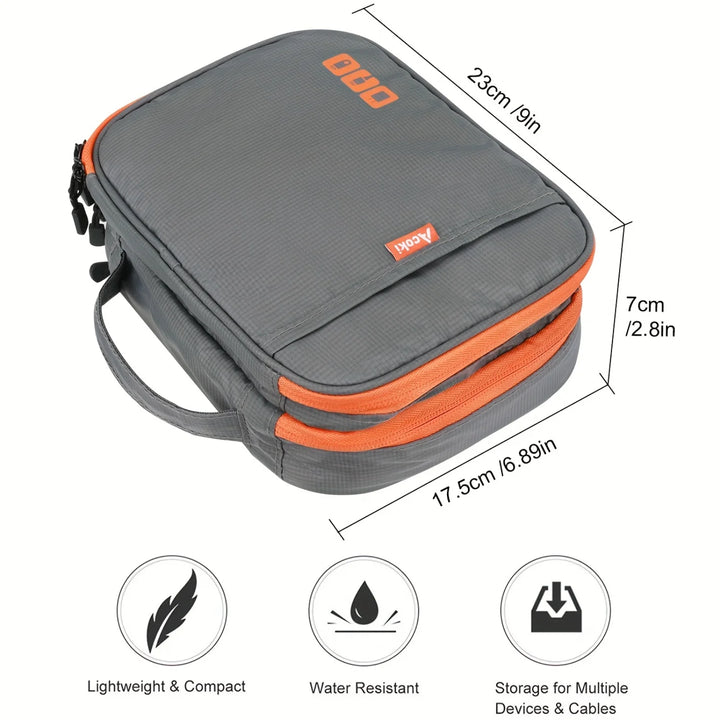 Double Layer Electronic Accessories Organizer, Multifunctional USB Cable Bag & Digital Gadget Zipper Bag for Business Travel