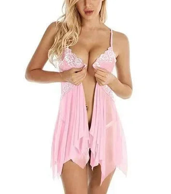 Sexy Lace Sleepwear Pajamas V-neck Lace Dress Mujer Lingerie Pornos Costumes Exotic Apparel Female Underwear Nightgown Erotic