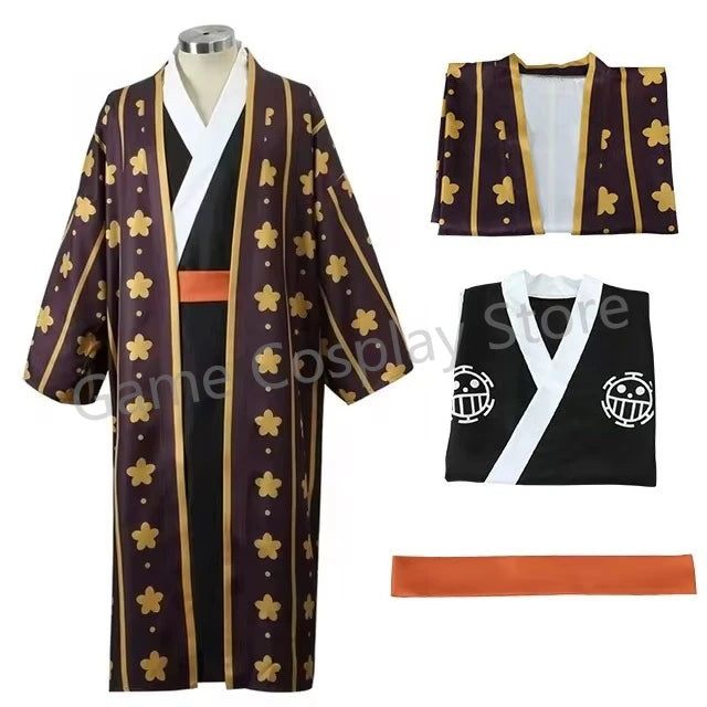 Trafalgar Law Cosplay Costume Anime Figures Digital Printing Kimono Uniform Full Set Halloween Carnival Party Suit Man