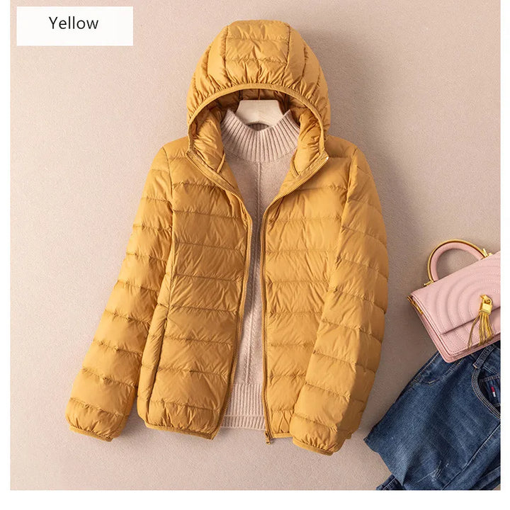 Women Autumn Down Jacket 2022 New Arrivals  90%  White Duck Down Ultra Light Fashion Hooded Keep Warm  Puffer Jacket