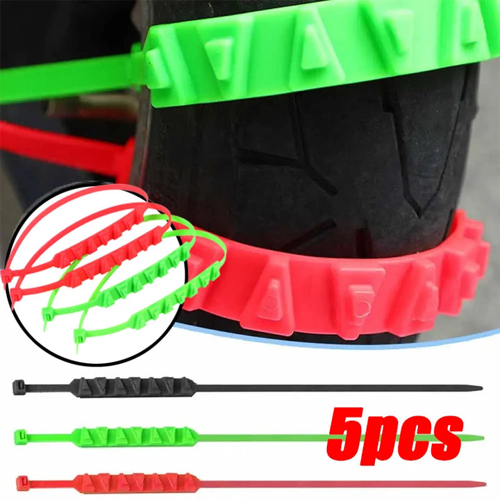 Anti-Skid Snow Chains for Motorcycles and Bicycles Non-slip Cable Ties Motorbike Emergency Tire Tool Winter Accessories 3/5pcs