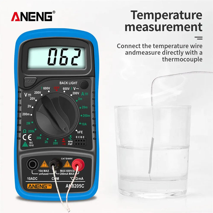 ANENG AN8205C Digital Tester AC/DC Ammeter Multimeter Volt Ohm Multimetro Meter With Thermocouple LCD Backlight Portable Tools