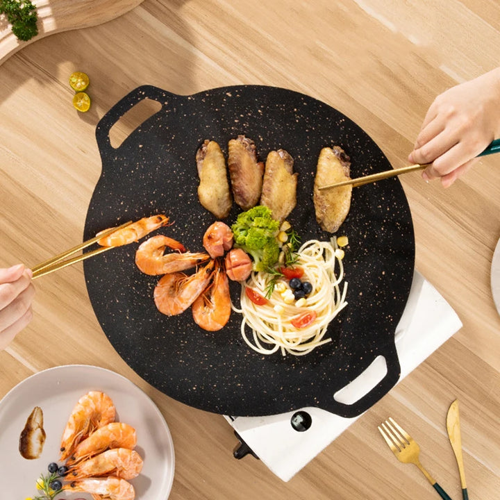 BBQ Pot Multi-Griddle Iron Plate Korean Barbecue Grill Grill Pan Yakiniku Korean Grill Pan Outdoor Portable Induction Cooker