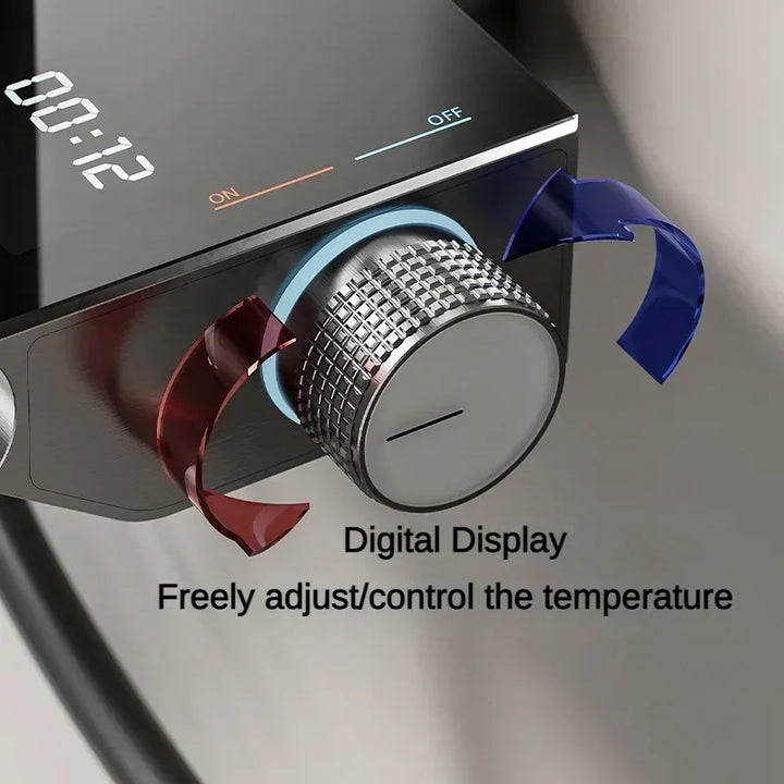 Smart Temperature Digital Display Luxury Shower Set Wall Mount Piano Key 4 Function Rainlfall Shower Faucet System for Bathroom