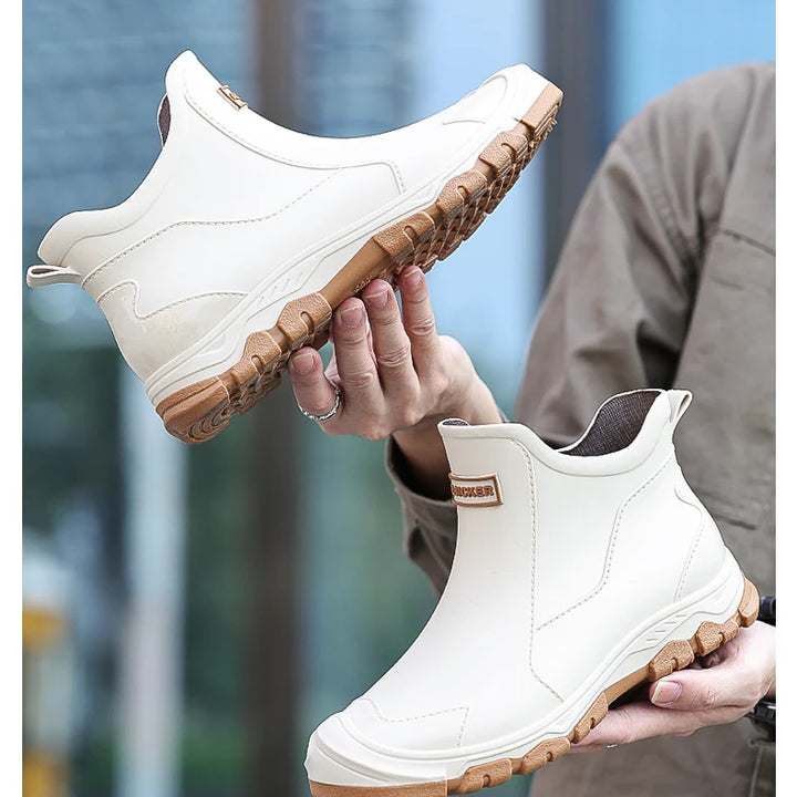 New Winter Cotton Mans Shoes Casual Men's Rain Boots Pvc Waterproof Rubber High Quality Mens Chef Fishing Shoes Size Plus 39-48