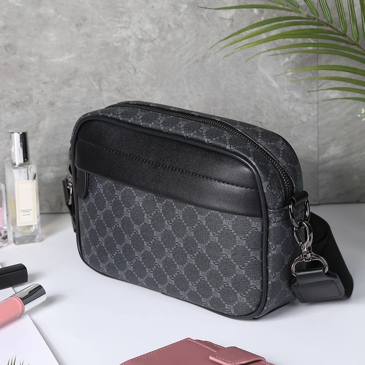 Men Shoulder Bag Leather Casual Business Messenger Bag Men Fashion Shoulder Crossbody Bag Small Square Plaid Designer Sling Bags