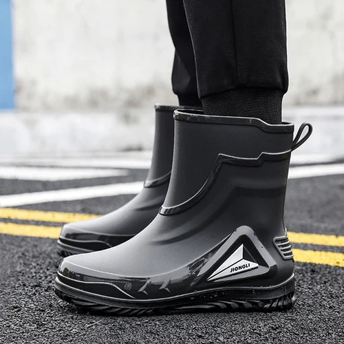 Autumn and winter non-slip rain boots for men warm rain boots, velvet waterproof shoes, kitchen plastic work shoes fishing shoes