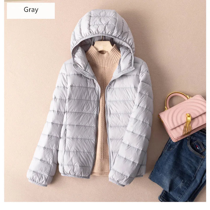 Women Autumn Down Jacket 2022 New Arrivals  90%  White Duck Down Ultra Light Fashion Hooded Keep Warm  Puffer Jacket